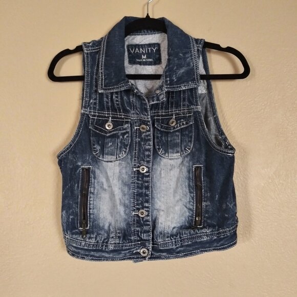 Vanity Denim Vest Women's Medium - Picture 1 of 6